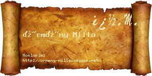 Örmény Milla névjegykártya